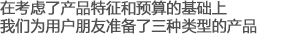 以產(chǎn)品特征和預(yù)算為基礎(chǔ)，我們?yōu)橛脩襞笥褱?zhǔn)備了三種類型的產(chǎn)品